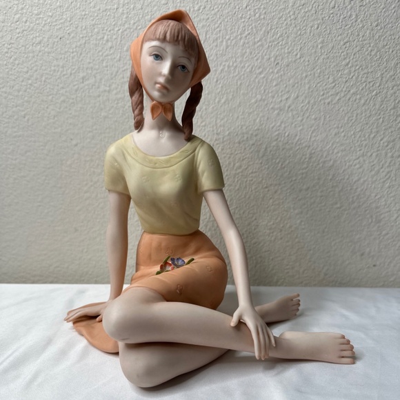 Vintage 70s Laszlo Ispanky Porcelain 8 1/4" GIRL Flower Figurine